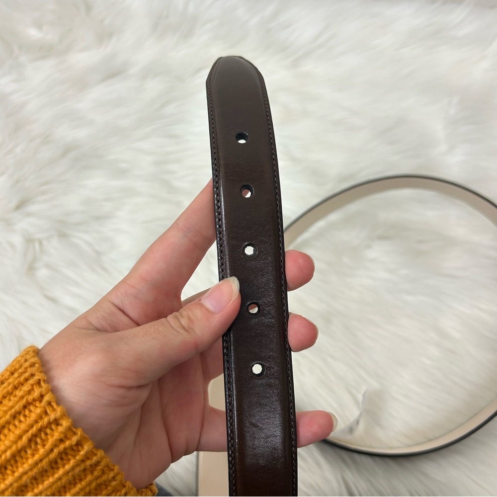 Lands’ End Men’s Dark Brown Leather Belt Size 46 - Picture 3 of 8